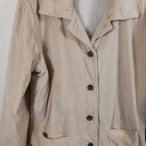 Blair, Medium, Creamy Tan Corduroy Chore Coat, Barn Coat, Sherpa Lined, Button - Picture 6 of 16